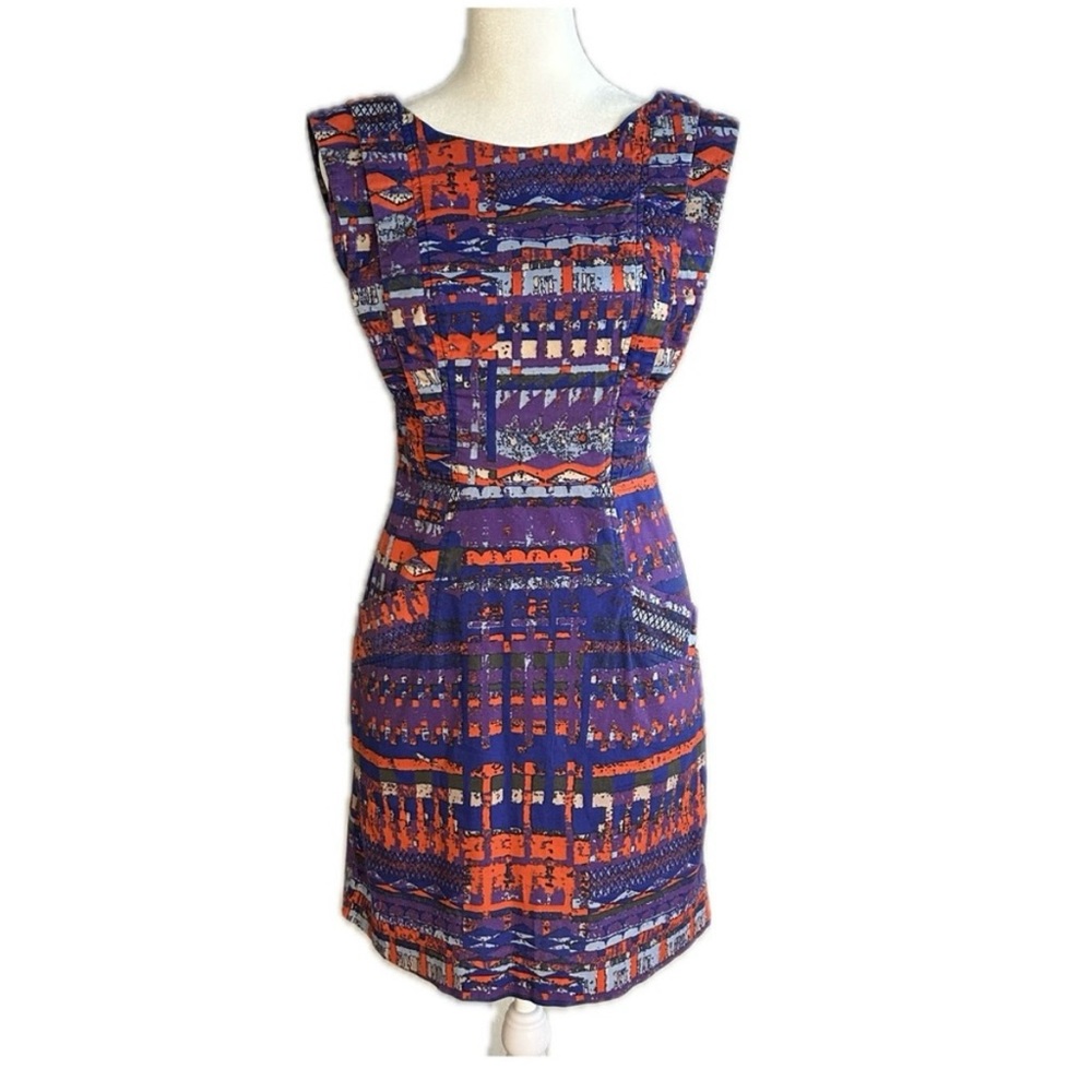 Anthropologie Purple and Orange Mini Dress